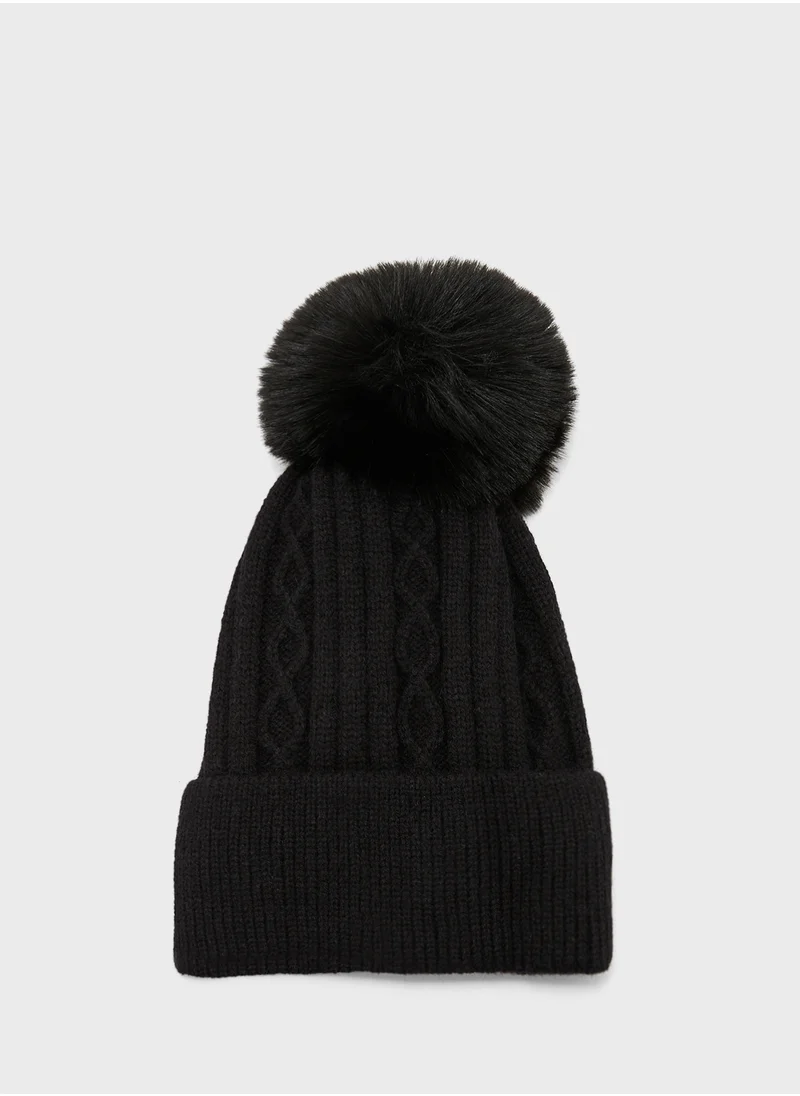 ELLA Pom Pom Knit Winter Beanie