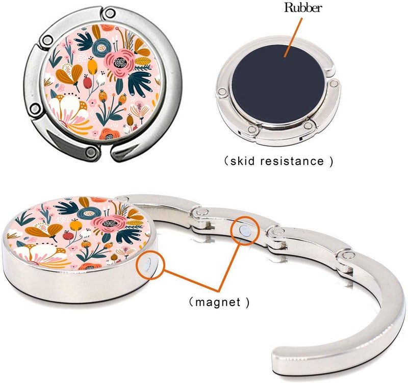 Bosketo Foldable Purse Hook Womens Bag Table Hanger Collection Desk Hooks for Purse (3pack Pretty Floral Hook) - Image 3
