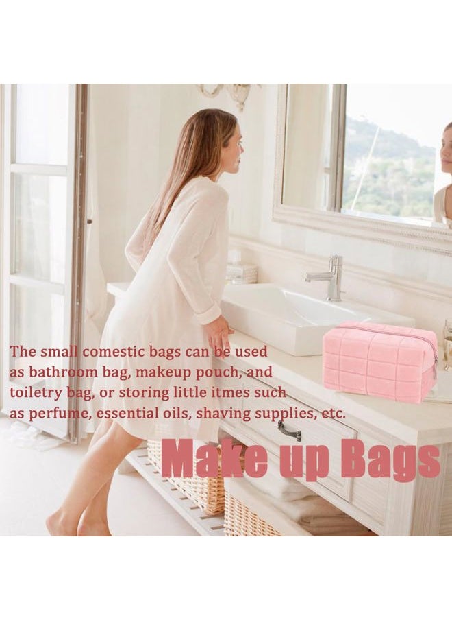 HABUAETY - Makeup Bag Small Cosmetic Pouch for Purse Women Ladies Zipper Y2k Checkered Make Up Bags Pink - Image 1