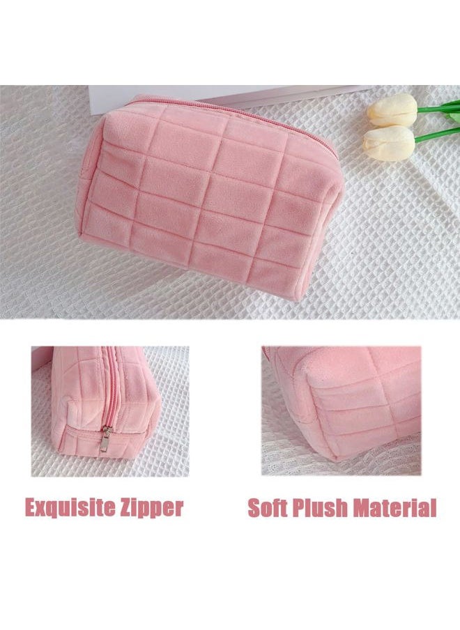 HABUAETY - Makeup Bag Small Cosmetic Pouch for Purse Women Ladies Zipper Y2k Checkered Make Up Bags Pink - Image 1