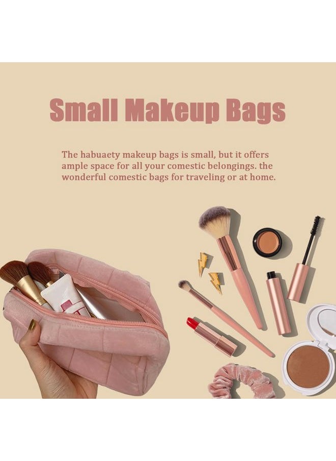 HABUAETY - Makeup Bag Small Cosmetic Pouch for Purse Women Ladies Zipper Y2k Checkered Make Up Bags Pink - Image 1