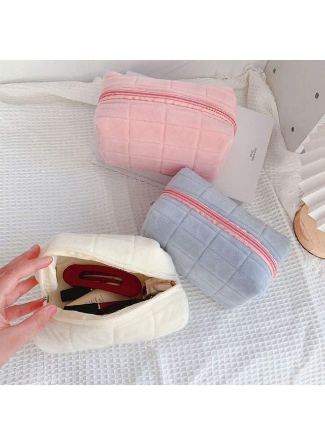 HABUAETY - Makeup Bag Small Cosmetic Pouch for Purse Women Ladies Zipper Y2k Checkered Make Up Bags Pink - Image 1
