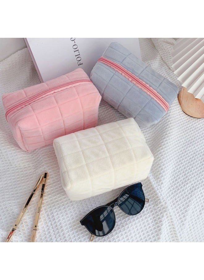 HABUAETY - Makeup Bag Small Cosmetic Pouch for Purse Women Ladies Zipper Y2k Checkered Make Up Bags Pink - Image 1