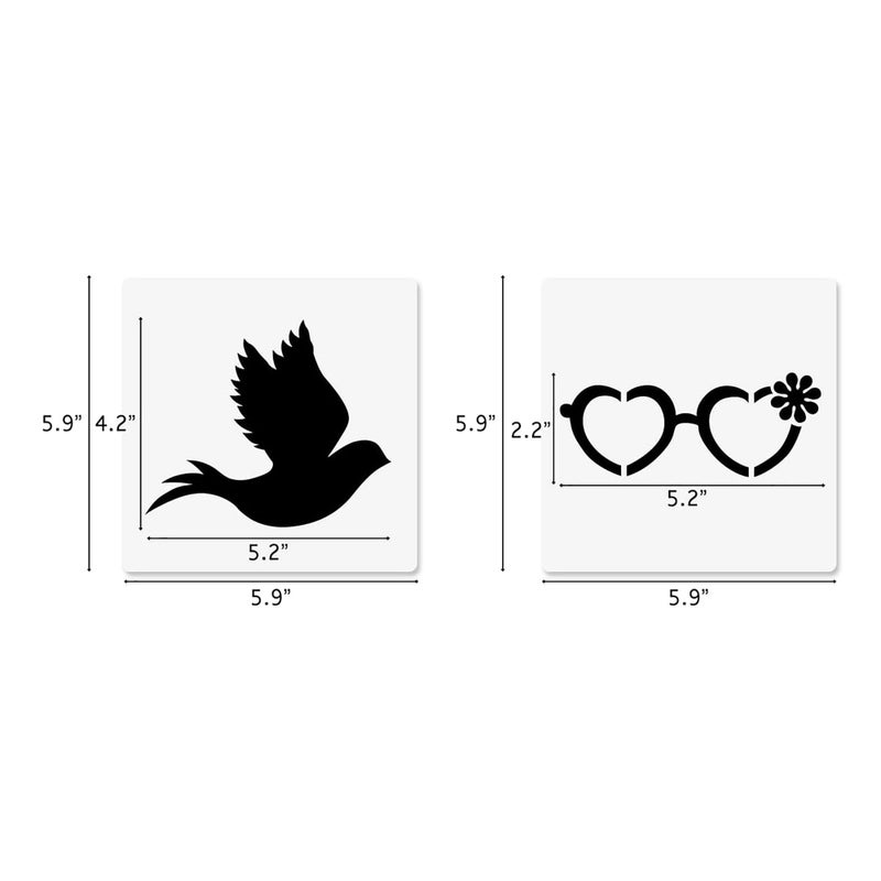 Cliths Peace and Love Stencils 16 Pcs 6x6 Inch Reusable Plastic Stencils for Painting Drawing on Wood Wall Fabric Furniture Paper DIY Art Boho Groovy Hippie Floral Craft Supplies - Image 2