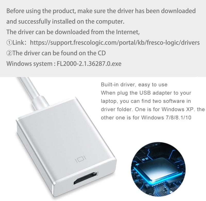 ETZIN USB to HDMI Adaptor USB 3.0 to HDMI 1080P Video Graphics Cable Converter with Audio for PC Laptop Projector HDTV Compatible with Windows XP 7/8/8.1/10[Mac OS not Supported-(EPl-777UG) - Image 5