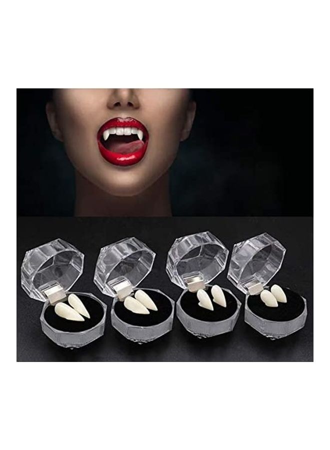 NIBEMINENT Pair Of 4 Vampire Fangs Teeth With Adhesive 1.57inch
