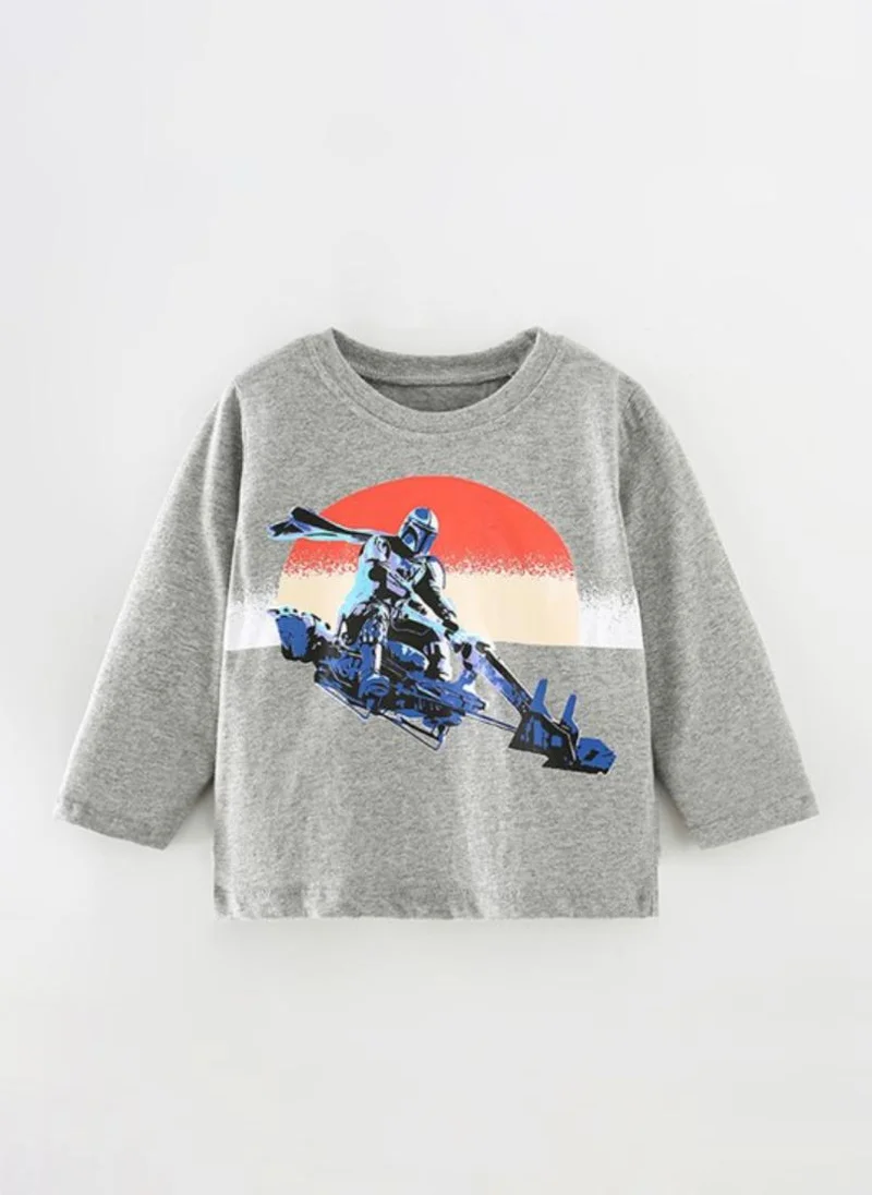 YUNIQEE Grey Graphic Printed Round Neck T-shirt