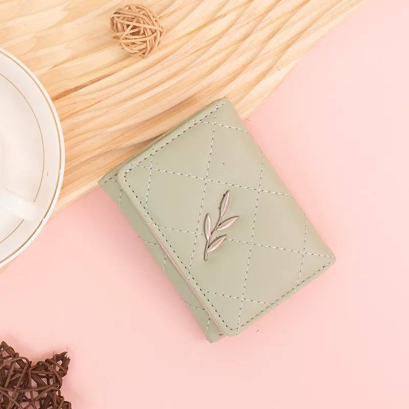محفظة وحاملة بطاقات جلد أخضر تحتوي على جيوب متعددة للنقود والبطاقات - Image 1