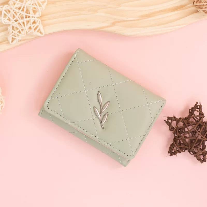 محفظة وحاملة بطاقات جلد أخضر تحتوي على جيوب متعددة للنقود والبطاقات - Image 4