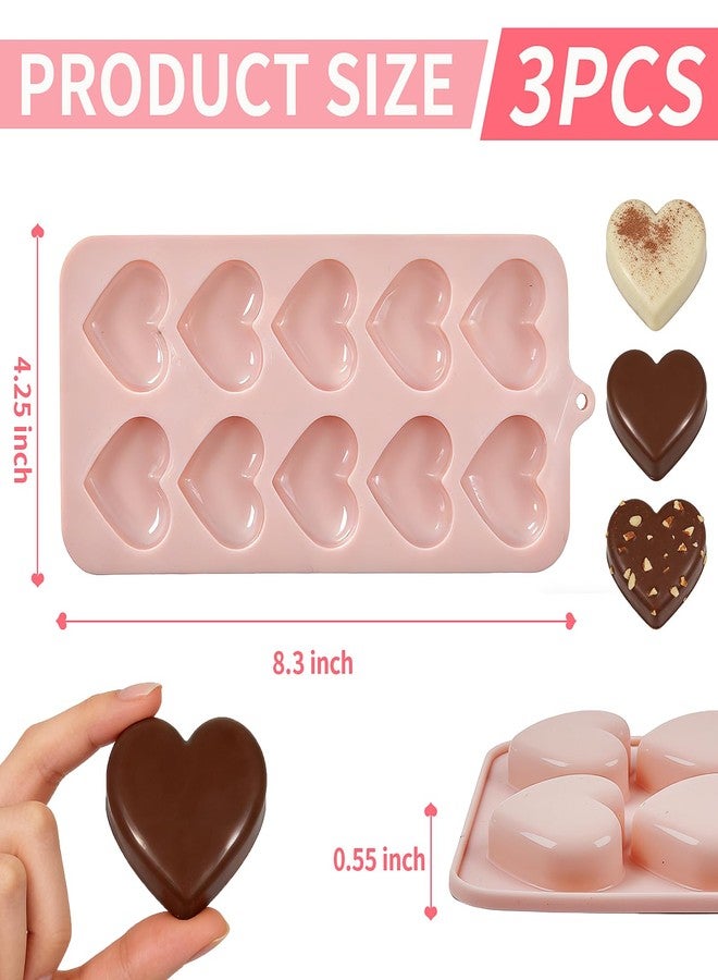 Dootafy Heart Shape Chocolate Molds,10-Cavity Valentine's Day Silicone Candy Mold, 3 Pack Food-Grade Non-Stick Heart Soap Molds for Wax Melts, Chocolate, Jellies Valentine's Day Gifts - Image 4