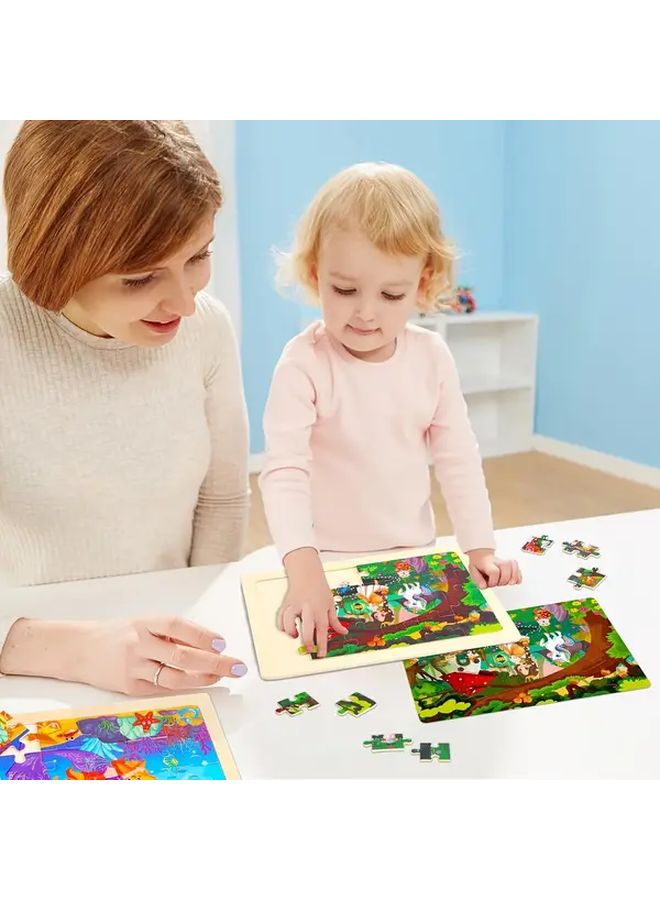 4 قطع من أحجية يونيكورن حورية البحر الخشبية للأطفال، لعب تعليمي، نشاط عائلي، هدية - Image 5