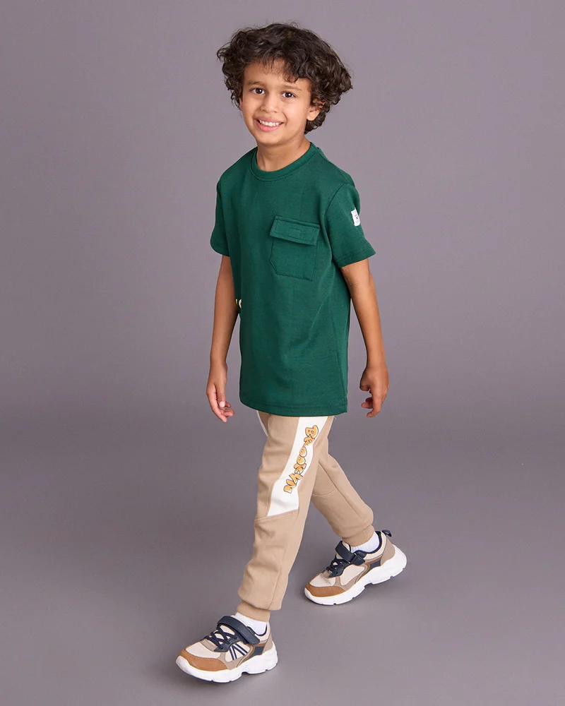 Redtag Boys Beige Print Track Pants