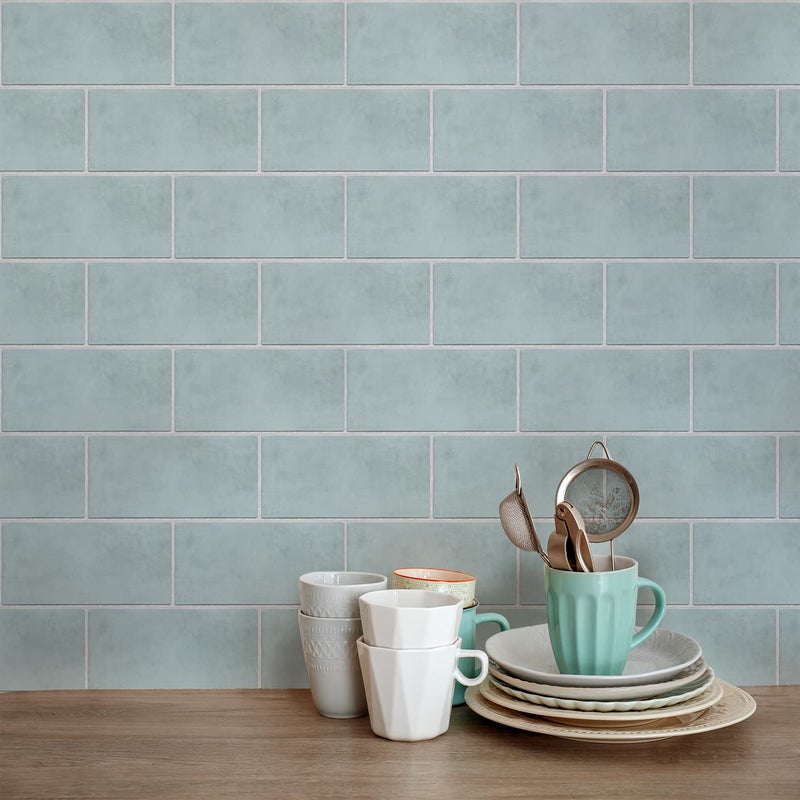 ملصق بلاط فينيل دائماً بون للجدران والأرضيات غير قابل للانزلاق ملصقات بلاط لاصقة للمطبخ والحمام ذاتية اللصق قابلة للإزالة واللصق ملصق أرضي من PVC بلون أخضر بحري 30سمX15سمX4 قطع