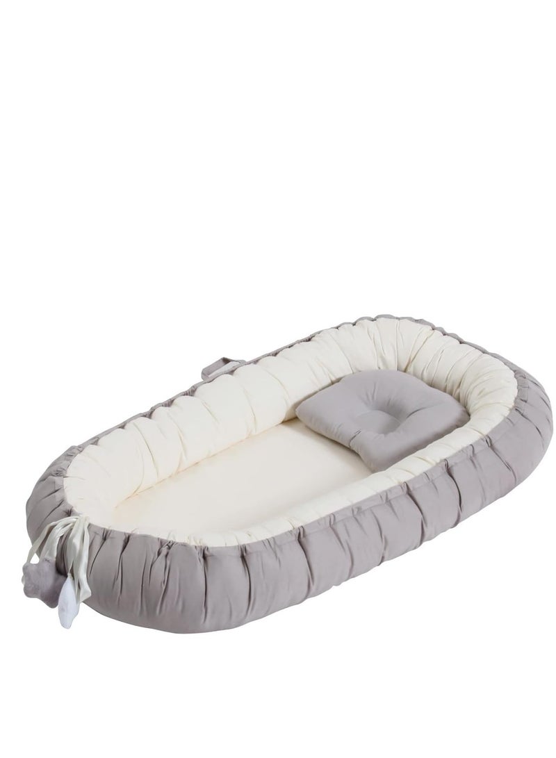 تراسل وسادة كرسي استرخاء للأطفال حديثي الولادة، وسادة استرخاء مريحة وعش استرخاء مع وسادة، كرسي استرخاء للأطفال الرضع من 0-24 شهرًا، مقعد أرضي محمول للأطفال الرضع للمنزل والسفر - Image 1