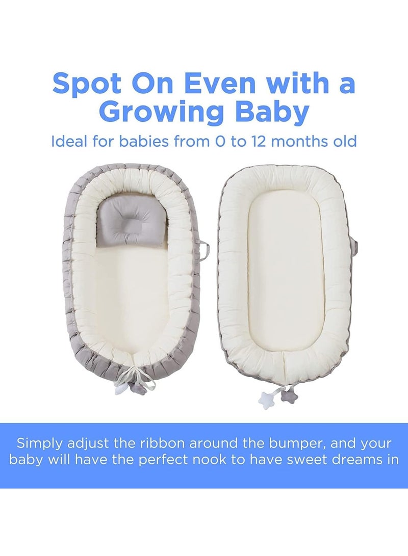 تراسل وسادة كرسي استرخاء للأطفال حديثي الولادة، وسادة استرخاء مريحة وعش استرخاء مع وسادة، كرسي استرخاء للأطفال الرضع من 0-24 شهرًا، مقعد أرضي محمول للأطفال الرضع للمنزل والسفر - Image 2