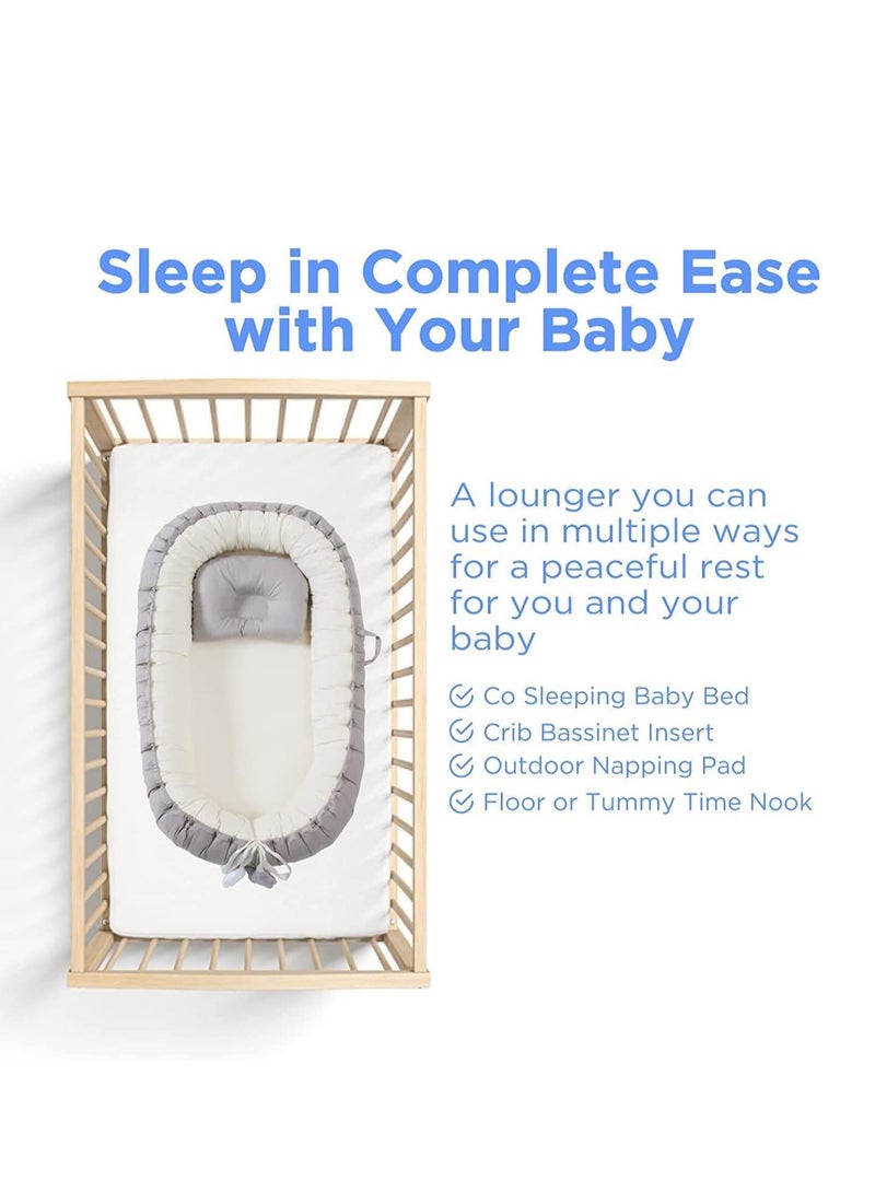 تراسل وسادة كرسي استرخاء للأطفال حديثي الولادة، وسادة استرخاء مريحة وعش استرخاء مع وسادة، كرسي استرخاء للأطفال الرضع من 0-24 شهرًا، مقعد أرضي محمول للأطفال الرضع للمنزل والسفر - Image 3