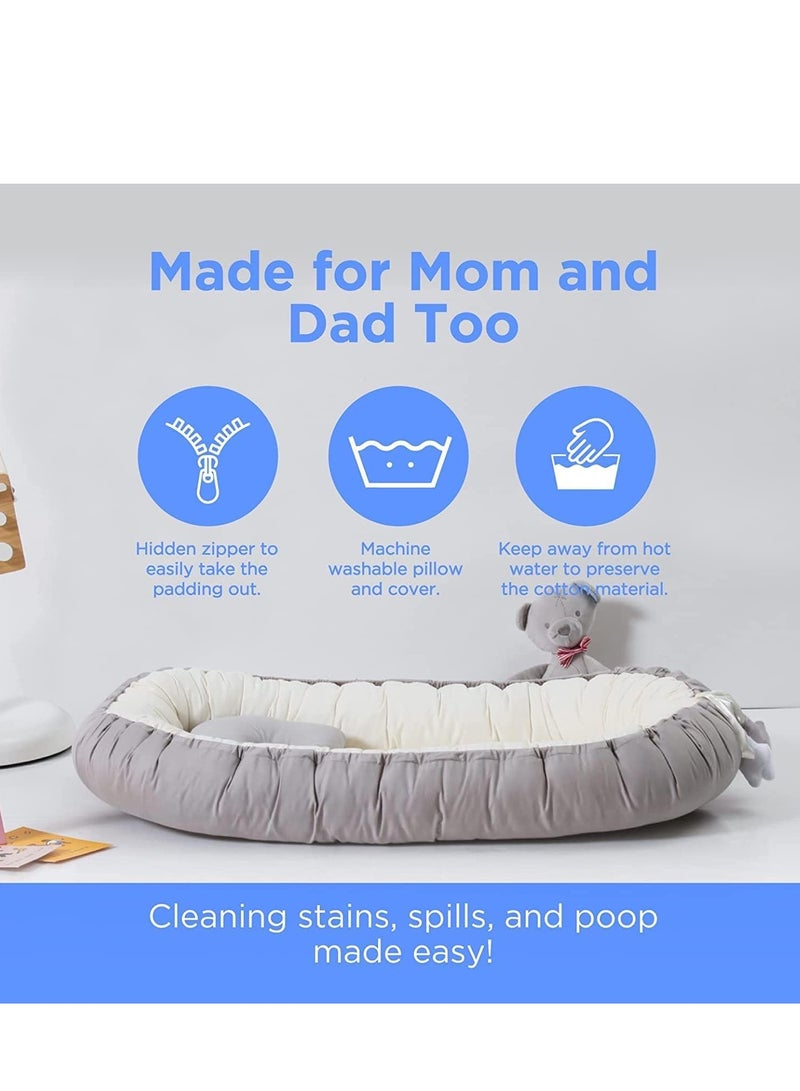 تراسل وسادة كرسي استرخاء للأطفال حديثي الولادة، وسادة استرخاء مريحة وعش استرخاء مع وسادة، كرسي استرخاء للأطفال الرضع من 0-24 شهرًا، مقعد أرضي محمول للأطفال الرضع للمنزل والسفر - Image 4