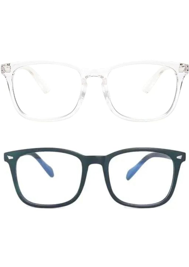 mashamart® Blue Light Blocking Glasses (Combo Of 2) Gaming Filter Square Eyeglasses for Eye Protection Men Women, Computer/Tablet/Laptop/Mobile/TV, Anti-blue & Anti eyestrain (Green/Tranparent) - Image 4