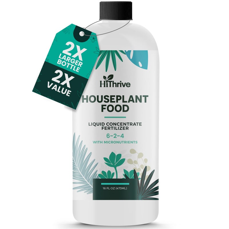 HiThrive 16oz Houseplant Fertilizer, All Purpose Indoor Plant Food - Makes 87+ Gallons, Plant Food for Houseplants - Fiddle Leaf Fig Tree, Pothos & More, 6-2-4 NPK, Concentrated Fertilizer for Indoor Plants - Image 1