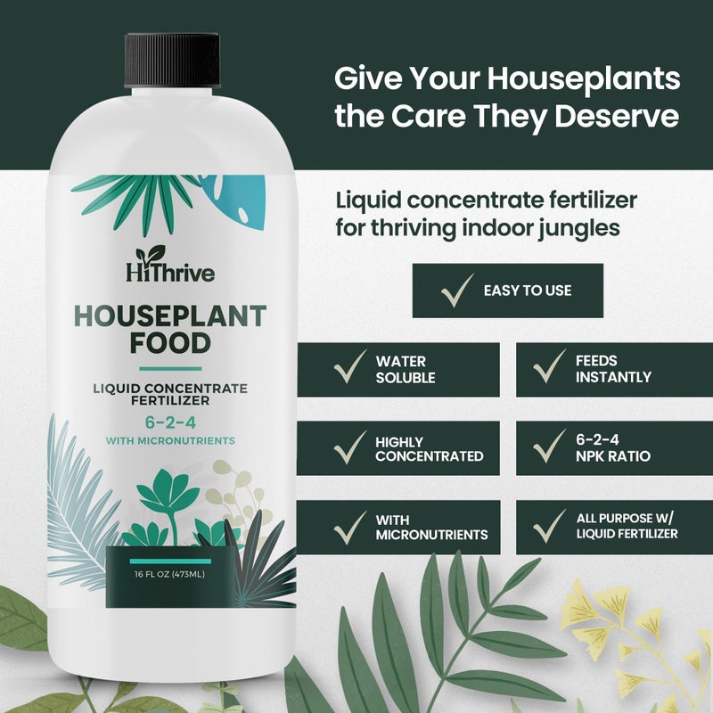 HiThrive 16oz Houseplant Fertilizer, All Purpose Indoor Plant Food - Makes 87+ Gallons, Plant Food for Houseplants - Fiddle Leaf Fig Tree, Pothos & More, 6-2-4 NPK, Concentrated Fertilizer for Indoor Plants - Image 2