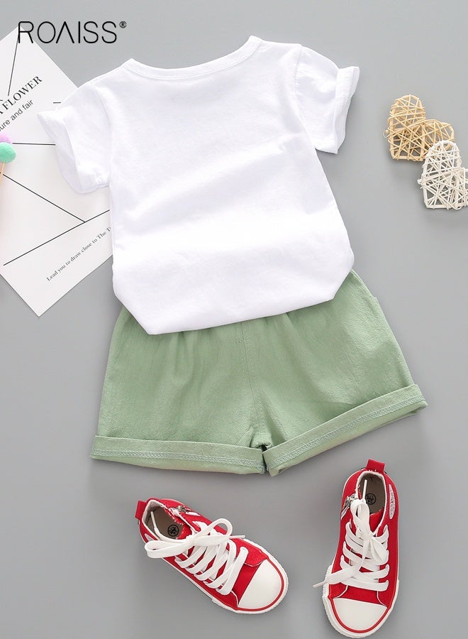 roaiss Girls T-shirt and Shorts Set, Summer Outfit with Belt, 2 Piece Casual Clothing Set, Suitable for Vacation, Travel, Beach, Running and Daily Wear - Image 2