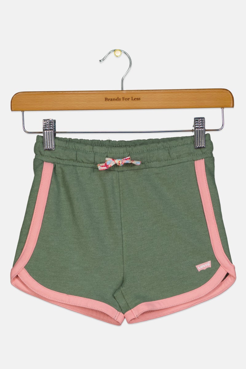 Levi's Kids Girl Brand Logo Shorts, Sage Green - Image 1