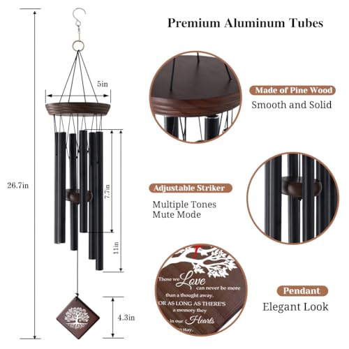 ASTARIN Memorial Wind Chimes for Loss of Loved One, Cardinal Sympathy Gifts for Loss of Mother Father, Windchimes with Tree of Life Sail, Bereavement Remembrance Gifts for Outside Garden - Image 4