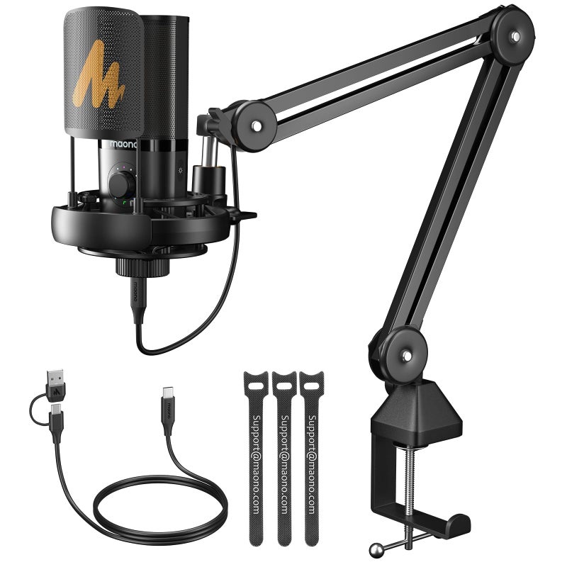 MAONO USB Condenser MicrophoneStudio Mic with Shock Mount Boom Arm Software Mute Gain Knob Volume Control for Streaming Recording Singing Podcasting Content Creation AudiobooksPM450 - Image 2