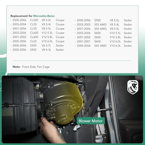 YHTAUTO A/C Heater Blower Motor Fan Assembly for Mercedes-Benz S350 S430 S500 S600 CL500 CL600 CL55 AMG, Front Side - Image 2