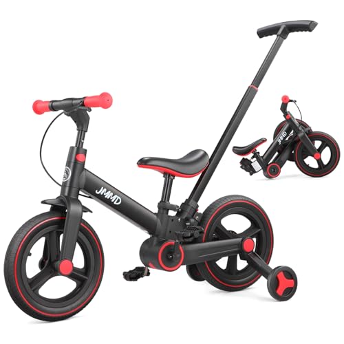 JMMD 6 in 1 Toddler Bike with Push Handle for Kids 1860 Months 12 Foldable Balance Bike with Training Wheels Pedals Brakes Kickstand Push Tricycle Toddler Gift Toys for Boy Girl - Image 1