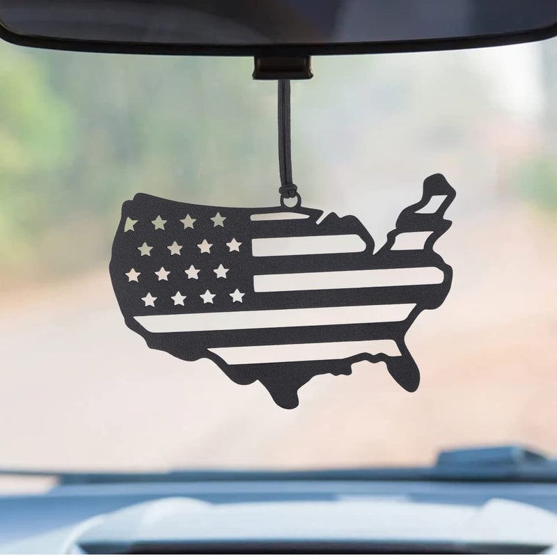 Monssa Monssa Eagle Metal Rear View Mirror Accessorie - Black, American Flag Sign Siluette, Lightweight, Powder Coated, Unisex, Indoor, 1 Count - Image 1