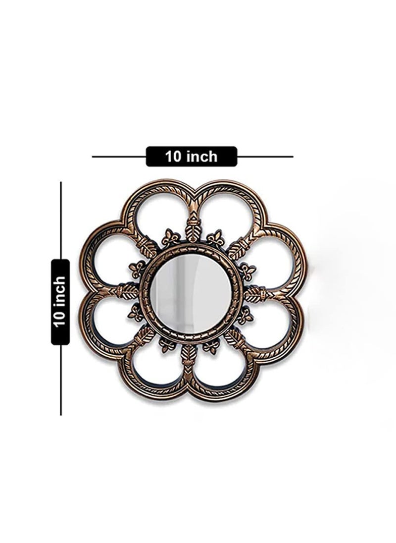 Art Street Art Street Set of 2 Beautiful Flower Shape Wall Mirrors for Home Dcor Round Shape Bronze Decorative Wall Mirror for Living Room Decoration (Bronze, Size -10 x 10 Inchs)  - Image 3