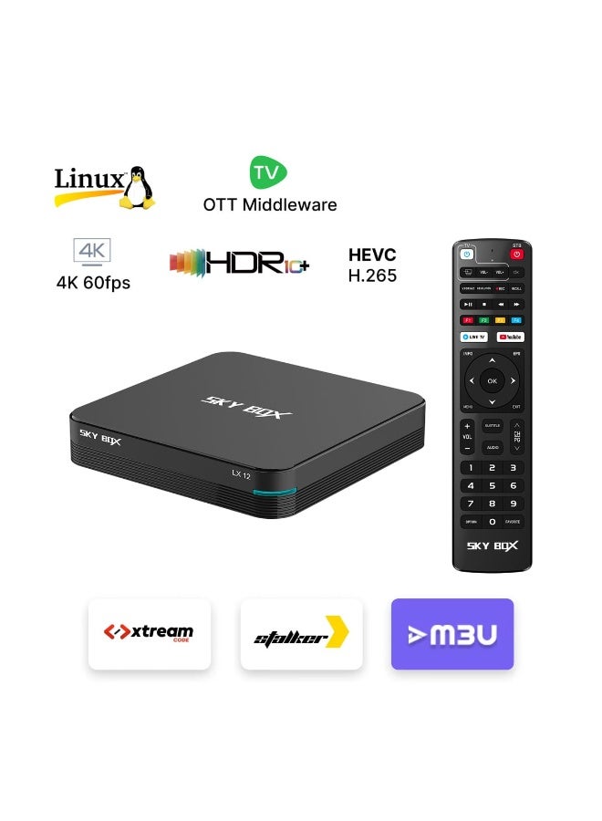 جهاز استقبال الوسائط SKY BOX LX12 4K UHD Linux مع دعم - Image 3