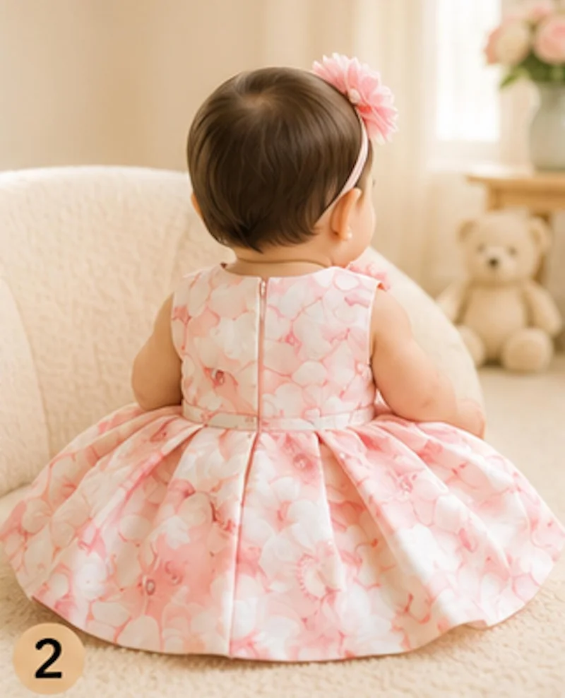 أرتيميا Artemea Baby Girls Floral Print Fit & Flare Party Dress - Pink
