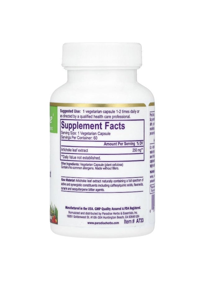 Paradise Herbs Paradise Herbs, Artichoke, 250 mg, 60 Vegetarian Capsules  - Image 2
