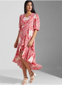 Label RITU KUMAR Asymmetric Printed Puff Sleeve Dress  - Image 4