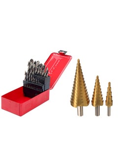 Digital Craft Digital Craft 25PcsSet Twist High Speed Steel Drill Set Drilling Bit Metal Metric Tools 113mm Woodworking Metal Tools HSS Titanium Coated Stepped Drill Bit Set for Metal HSS Drilling 4122032mm 