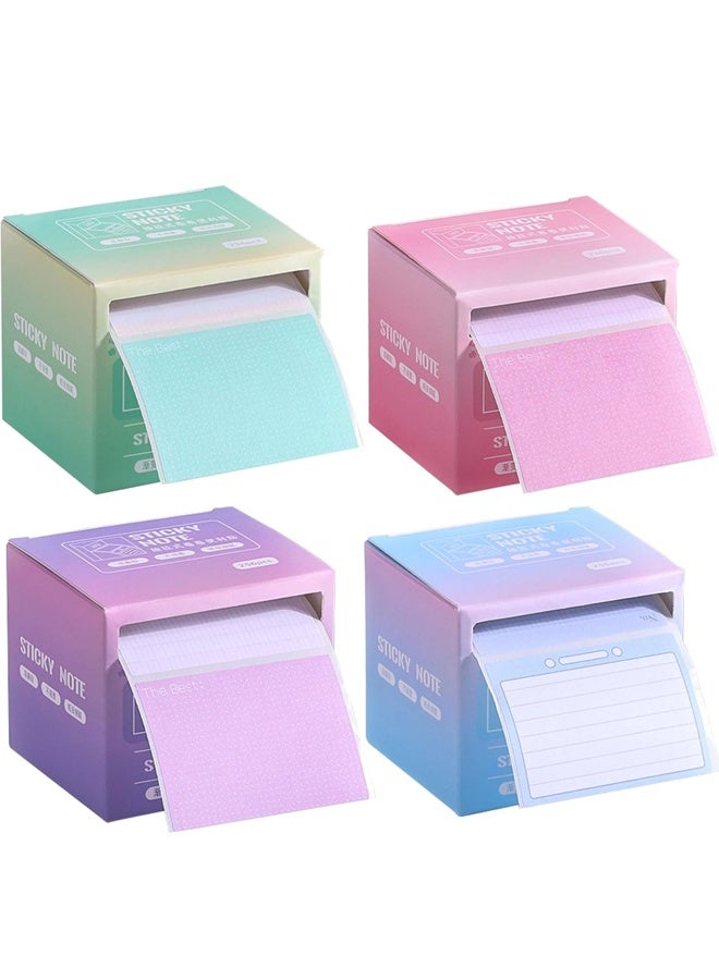 4 Sticky Full Adhesive Notes Roll Tape with Pull Out Dispenser Boxes, 1024 Sheets Sticky Notes 1.7 x 2.4 Inch, Self-Stick Memo Pads Sticker Label for Noting Writing (4 Colors) - Image 1