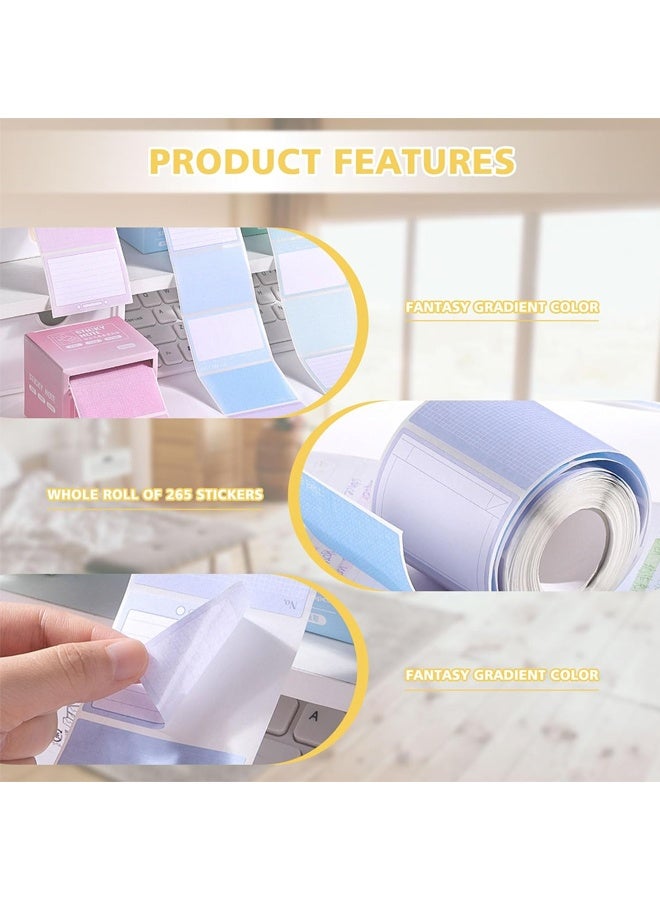 4 Sticky Full Adhesive Notes Roll Tape with Pull Out Dispenser Boxes, 1024 Sheets Sticky Notes 1.7 x 2.4 Inch, Self-Stick Memo Pads Sticker Label for Noting Writing (4 Colors) - Image 4
