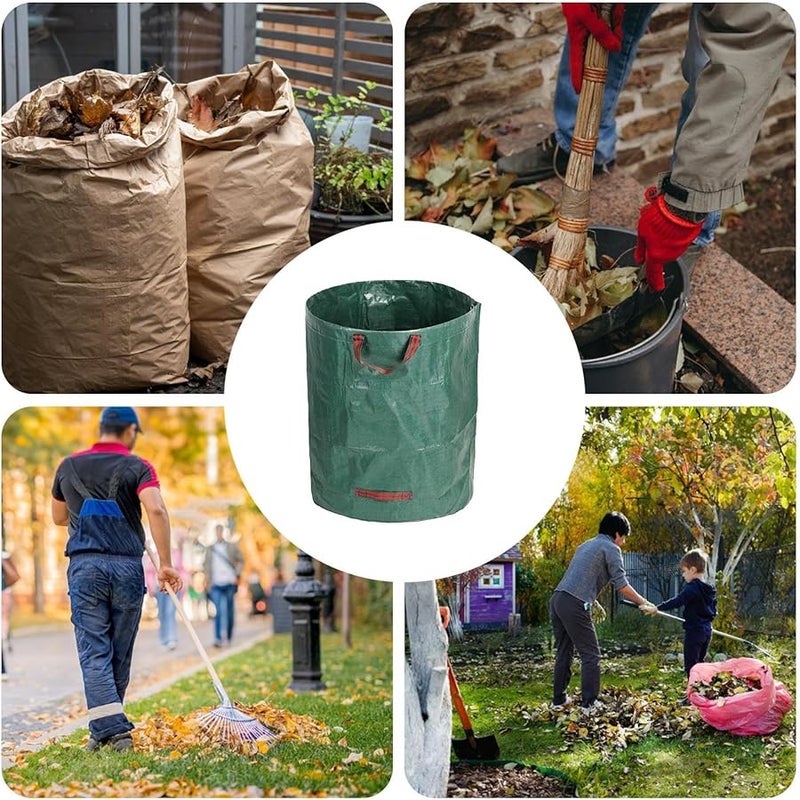 أكياس نفايات الحديقة القابلة للطي بسعة 200 لتر قابلة لإعادة الاستخدام مع مقابض للنفايات الخارجية والأوراق وقصاصات العشب - Image 5