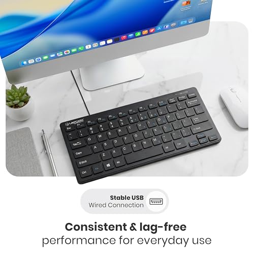LAPCARE D-Lite Black Mini Wired Keyboard – 87 Key Compact USB Keyboard with Multimedia Fn Keys, Quiet Chocolate Keycaps, UV Coating, 8 Million Keystroke Life - Plug & Play for PC/Laptop (Black) - Image 3