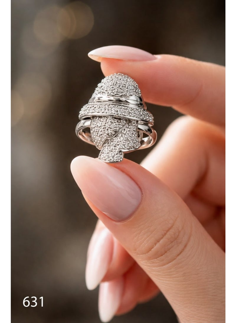 3Diamonds Silver-Tone Cubic Zirconia Statement Wrap Ring for Women - Image 3