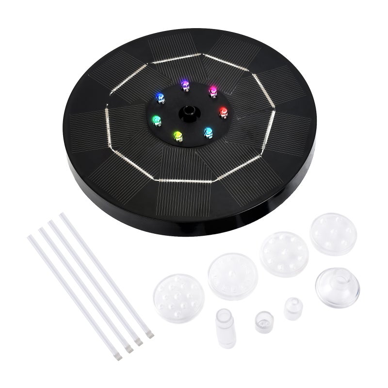 3.5W LED Solar Fountain Pump with Colorful Gradient Light 1800mAh Battery 6 Nozzles Bird Bath Fountain Pump for Bird Bath Garden Pond Patio Water Cycling - Image 1