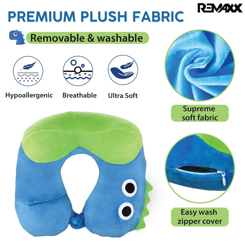 REMAXX Inflatable Kids Travel Neck Pillow for Boys and Girls for Car Airplane Compact Washable Soft Cozy Quick Inflation Camel Head Design with Included Carrybag with Free Sketch for Coloring The Box - Image 2