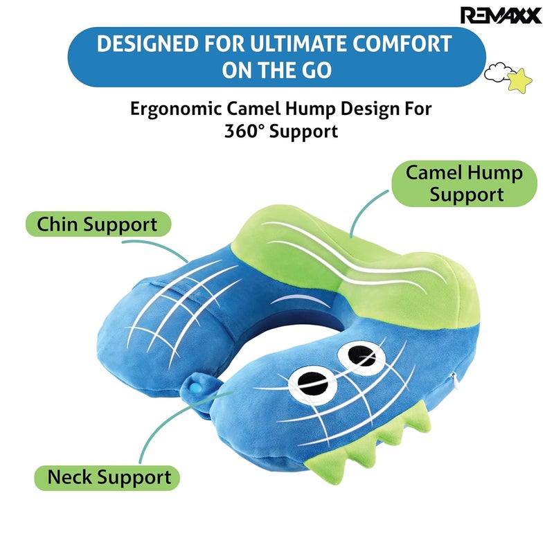 REMAXX Inflatable Kids Travel Neck Pillow for Boys and Girls for Car Airplane Compact Washable Soft Cozy Quick Inflation Camel Head Design with Included Carrybag with Free Sketch for Coloring The Box - Image 4