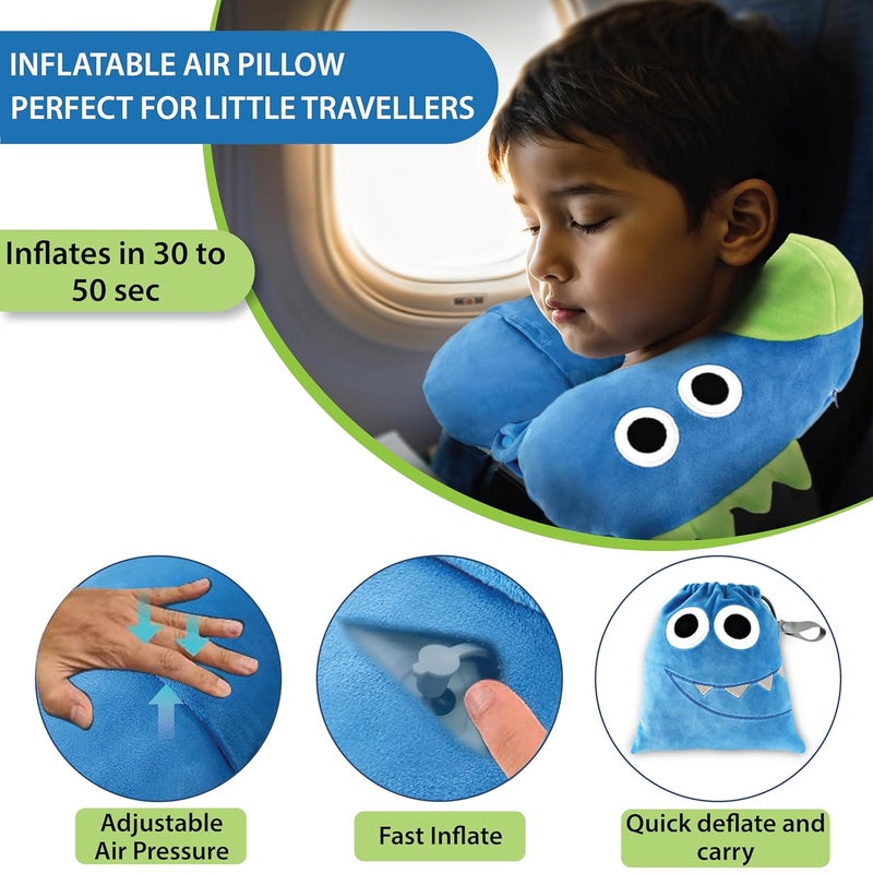 REMAXX Inflatable Kids Travel Neck Pillow for Boys and Girls for Car Airplane Compact Washable Soft Cozy Quick Inflation Camel Head Design with Included Carrybag with Free Sketch for Coloring The Box - Image 3