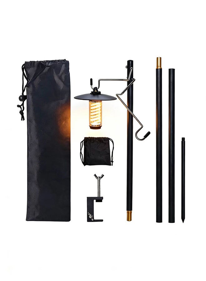 JCB CHIC Portable Camping Folding Lamp Pole，47 Inch Collapsible Aluminum Alloy Lamp Stand with Stake and Hook，Height Adjustable Lantern Pole Hange， Outdoor Lighting Accessory for Camping Fishing Picnic BBQ Outdoor Activities - Image 1