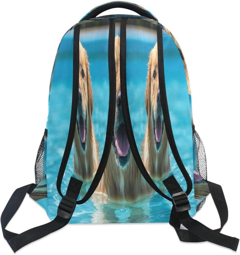 Swimming Dog Backpack Waterproof Durable Bookbag with Multiple Pockets for School Travel, iPad Tablet Storage - Image 5