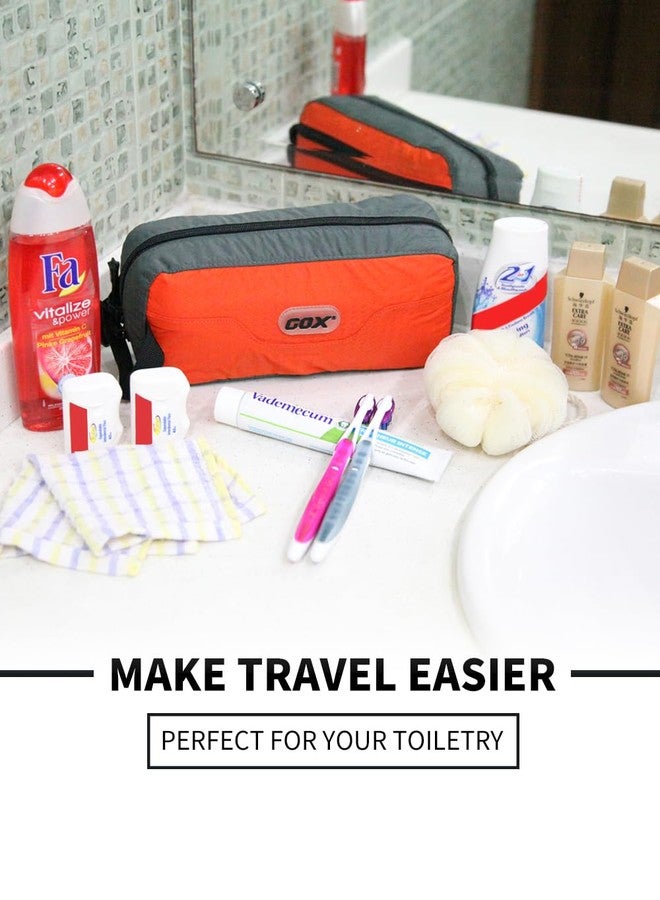 GOX Travel Toiletry Bag,Dopp Kit Case,Ultra-Light Cosmetics Bag Makeup Organizer(Orange) - Image 2