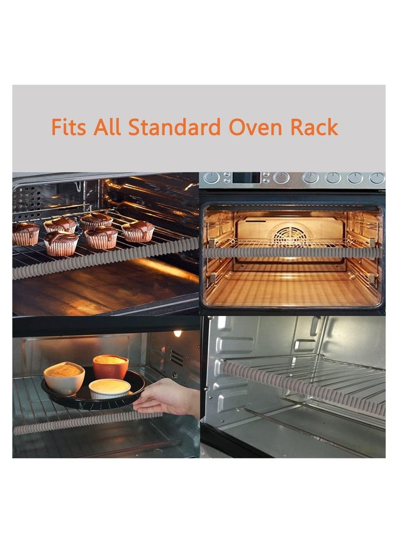 KASTWAVE Oven Rack Shields, 4 Pack Heat Resistant Silicone Oven Rack Cover 14 Inches Long Oven Rack Edge Protector, Protect Against Burns and Scars Protector Hot Strip (Grey) - Image 4